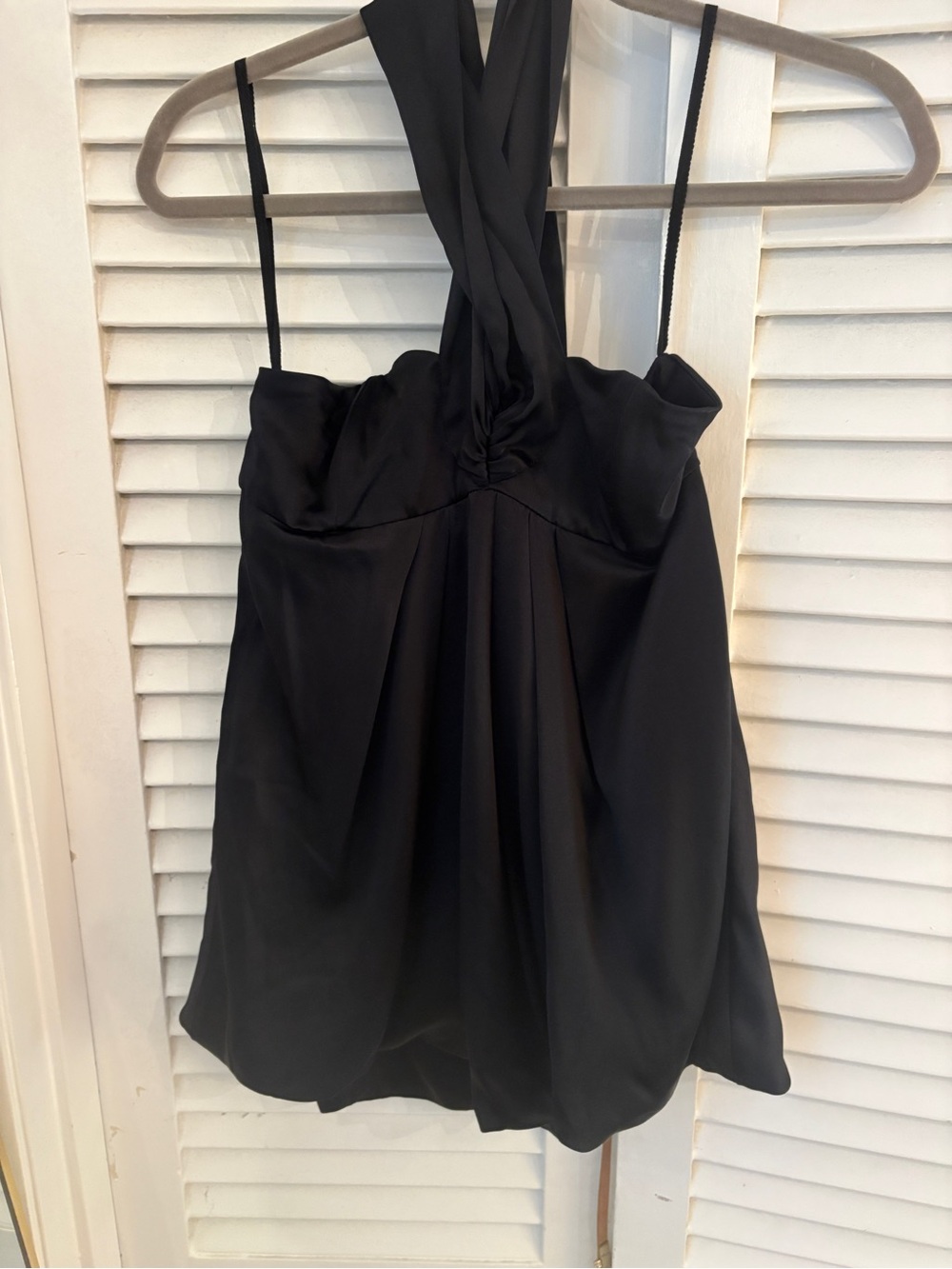 Black Halter Silk Women's Top